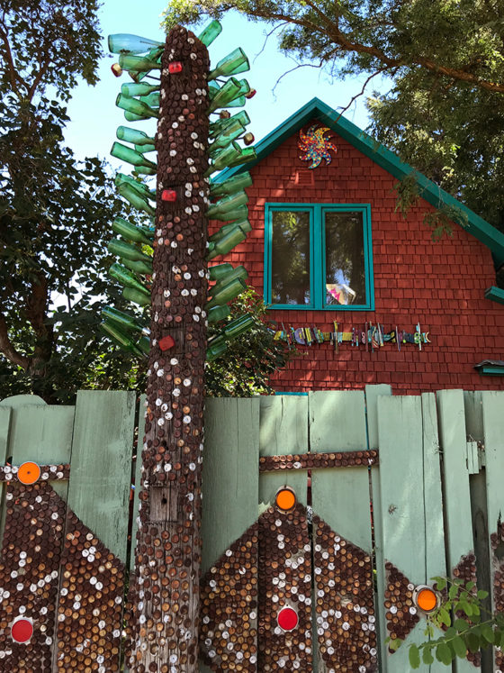 Bottle Tree and Artwork Made from Reflectors