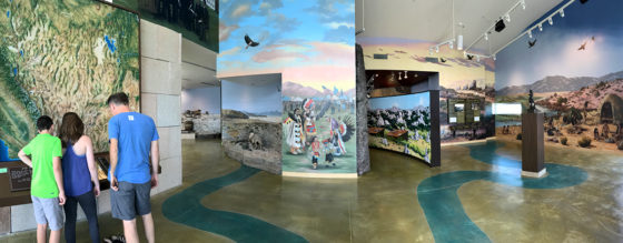 Murals and displays at the California Trail Interpretive Center