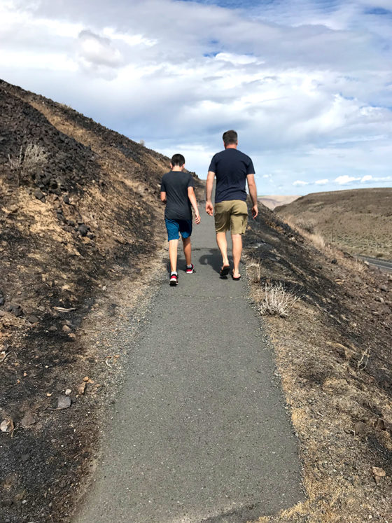Carter and Brian Bourn Walking the Trail at the Ginko Petrified Forest State Park