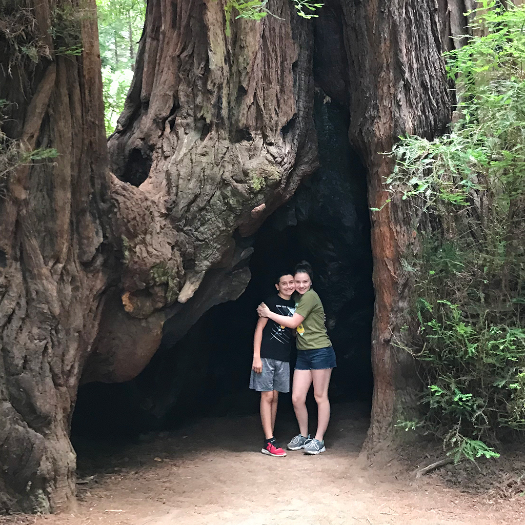 Carter and Natalie Bourn at Henry Cowell Redwoods State Park in 2018