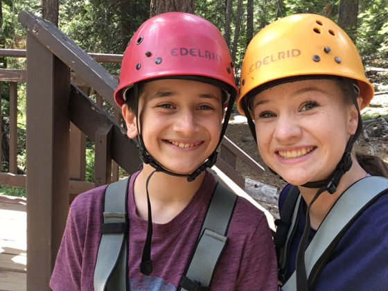 Carter and Natalie Bourn In The Ropes Course and Zipline Harnesses and Helmets