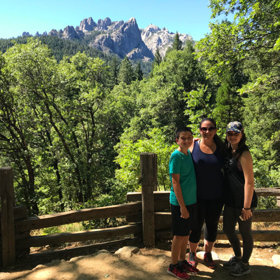 Jennifer Bourn and Kids at the Castle Crags Scenic Overlook