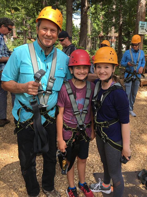 Grandpa Steve With Natalie and Carter Bourn at The Tahoe Treetop Adventure Park