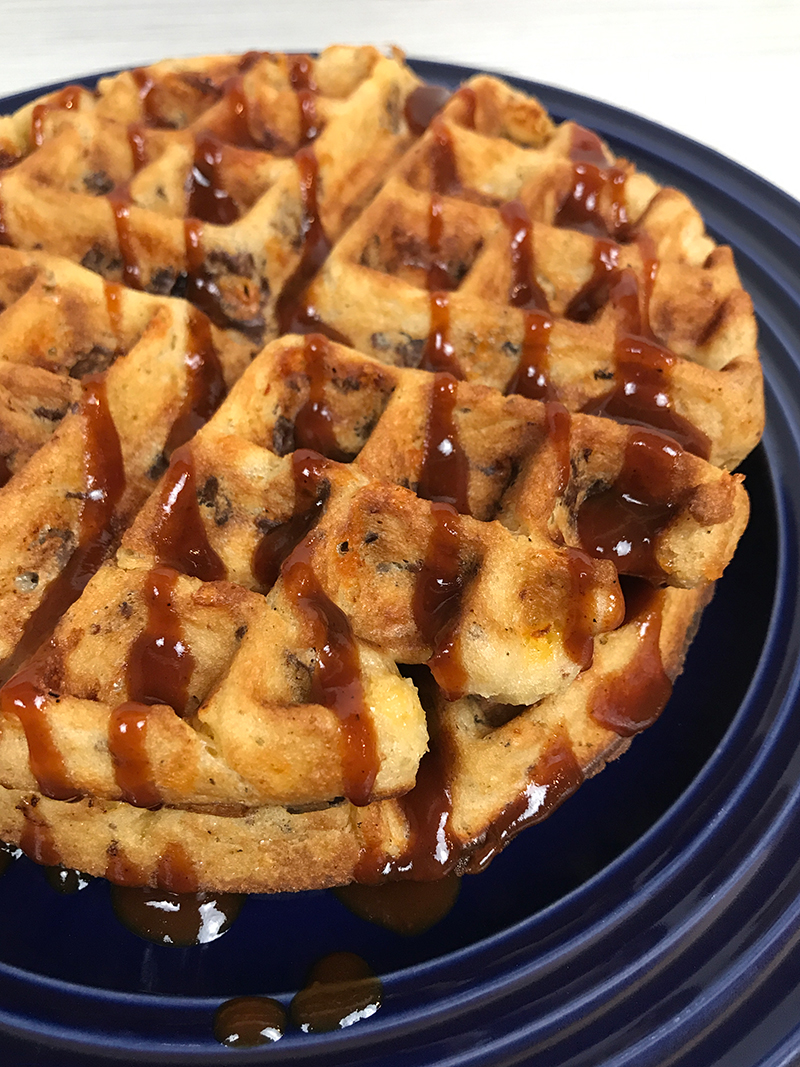 Savory Cheeseburger Waffles With Barbecue Sauce