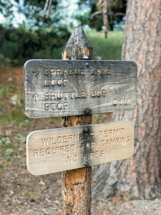 Sprague Lake Nature Trail Sign