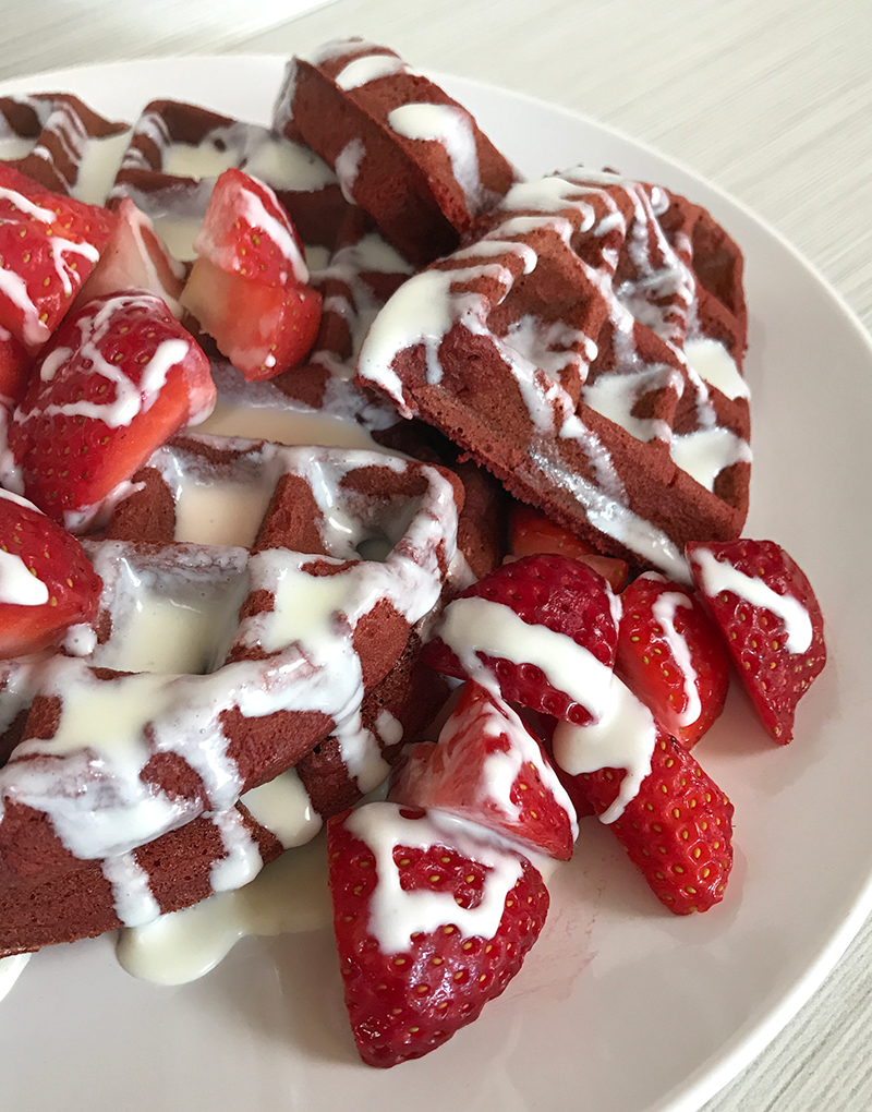 Strawberry Red Velvet Waffles