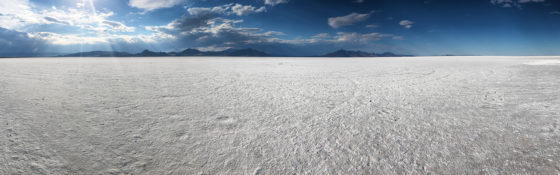 Panorama Of The Bonneville Salt Flats In Utah