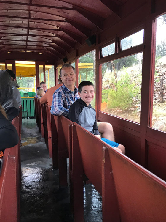 Brian and Carter Bourn aboard the Cripple Creek and Victor Narrow Gauge Railroad