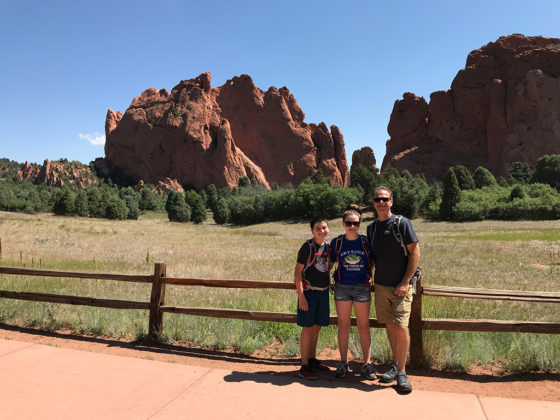 Carter, Natalie, and Brian Bourn at garden of the Gods in Colorado Springs