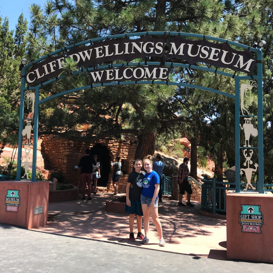 Natalie and Carter Bourn at the CLiff Dwellings Museum Entrance