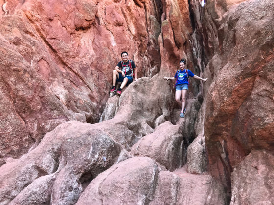 Kids Climbing On Rocks in Colorado Springs Park