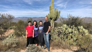 Bourn Family on the Mica View Trail at Saguaro National Park