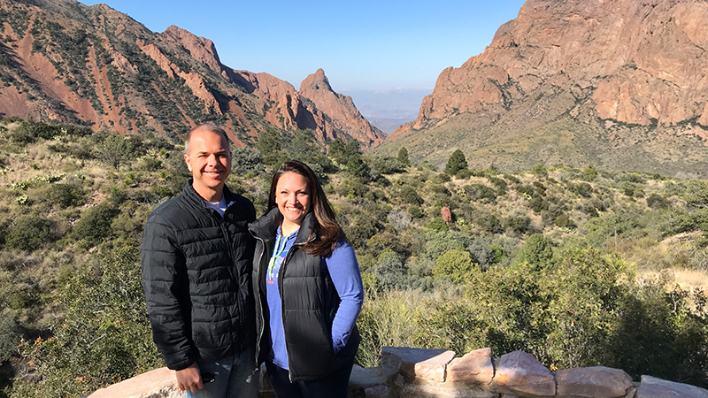 Brian and Jennifer Bourn on the Window View Trail in the Chisos Basin at Big Bend National Park
