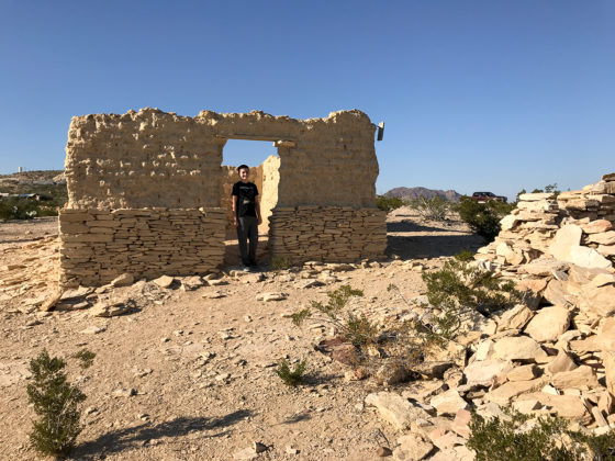 Carter Bourn in the Adobe Ruins on the Ghost Town at Terlingua, Texas