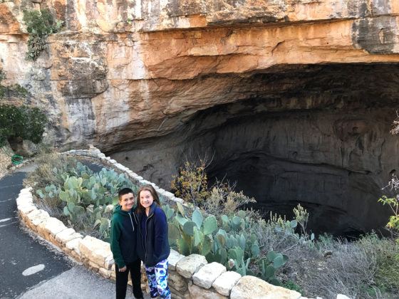 Carter and Natalie Bourn outside the Carlsbad Caverns Natural Entrance