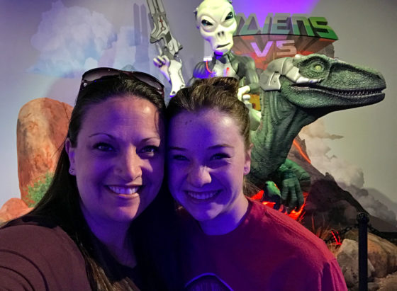 Jennifer and Natalie Bourn at the Aliens vs. Dinosaurs Museum in Arizona