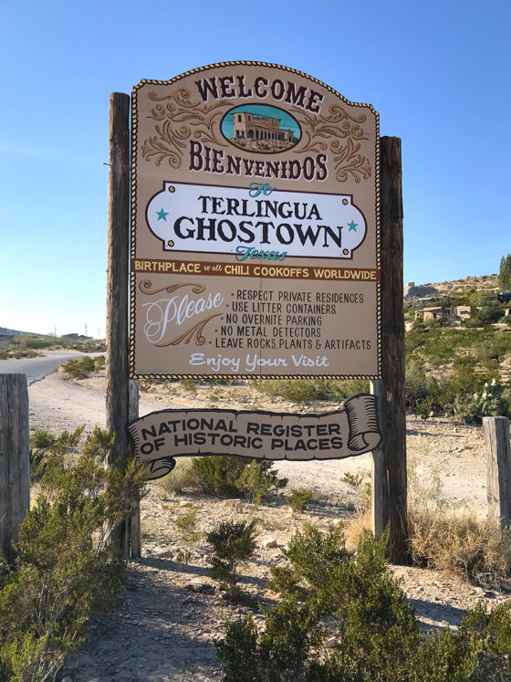 Welcome Sign for Terlingua Ghost Town in Texas