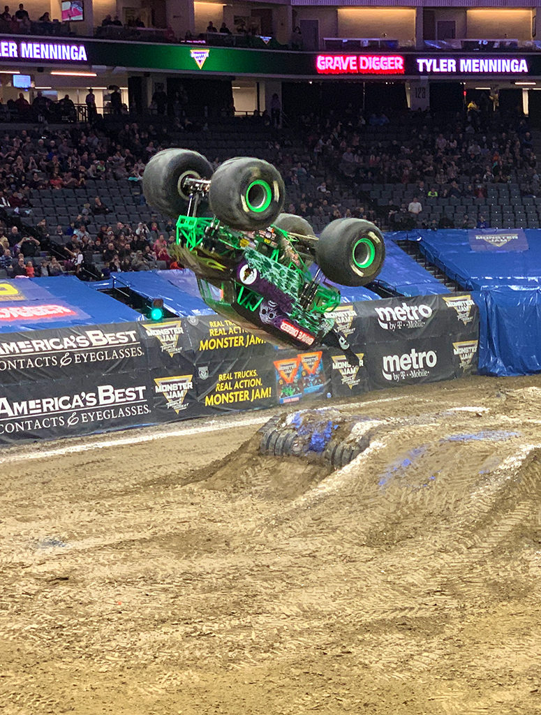 Grave Digger Lands Back Flip in Sacramento at Monster Jam