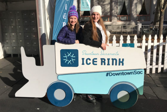 Natalie Bourn and Alaina Roberts at the Downtown Sacramento Ice Rink