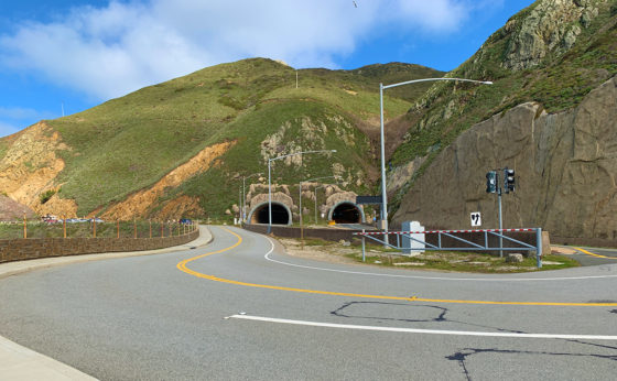 The Tom Lantos Tunnels are two tunnels located within the coastal promontory of Devil's Slide in California, United States, allowing State Route 1 to bypass the treacherous Devil's Slide stretch