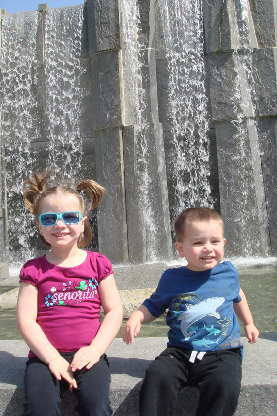 Natalie and Carter Bourn at the Martin Luther King Jr. Fountain in San Francisco in 2008