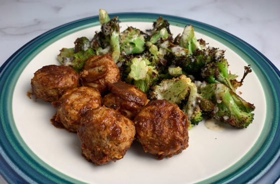 BBQ Meatballs and Roasted Broccoli
