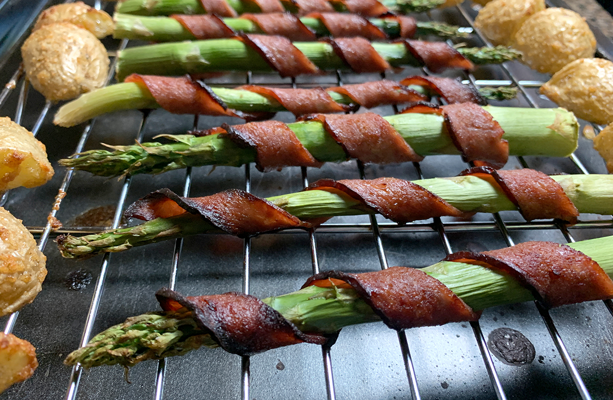 Cooked Turkey Bacon Wrapped Asparagus
