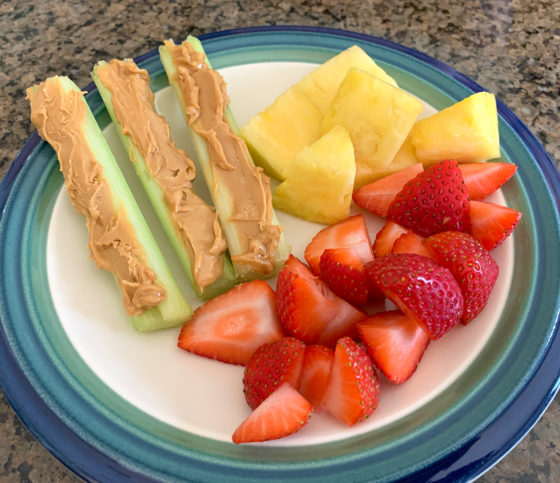 Celery And Almond Butter and Fresh Fruit