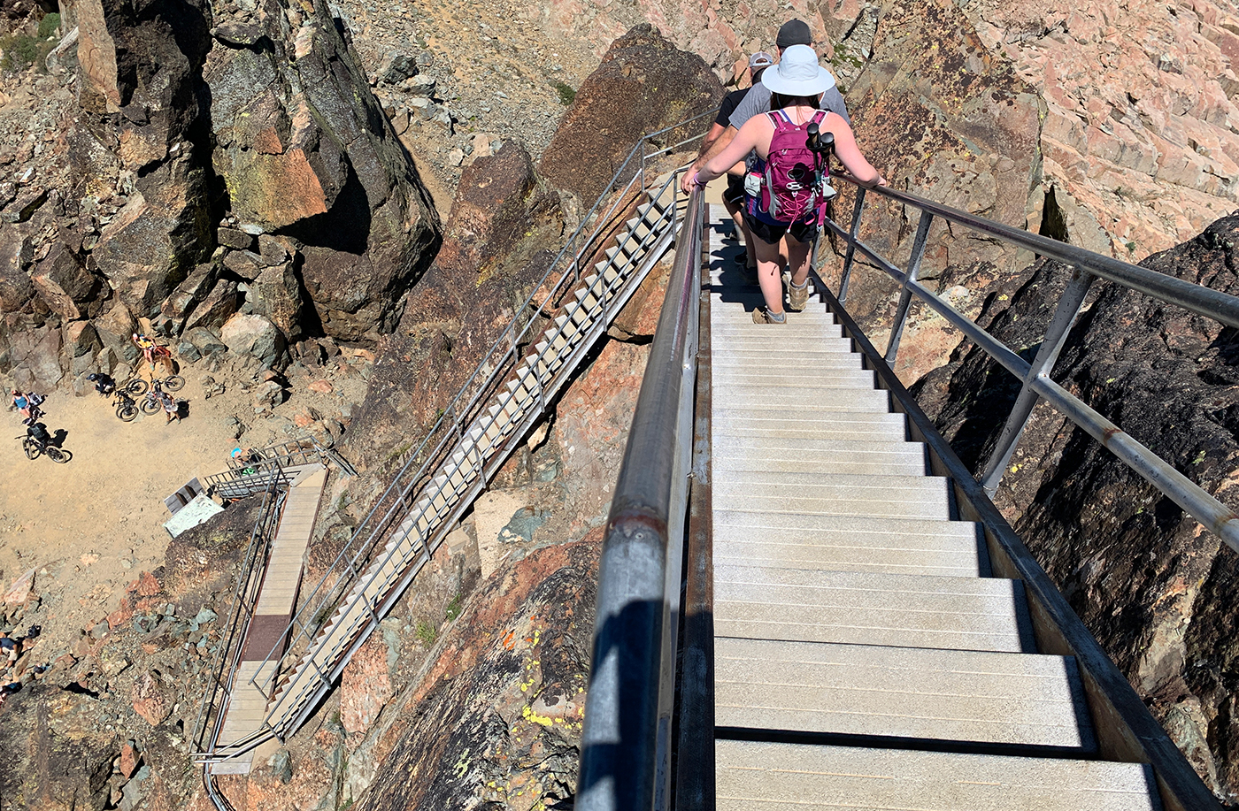 Descending Sierra Buttes Fire Lookout Stairs