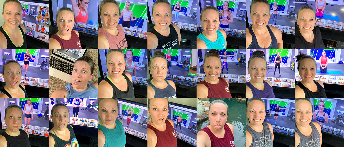 A collection of my 21 #mbf Muscle Burns Fat sweaty selfies, taken and shared for extra accountability.